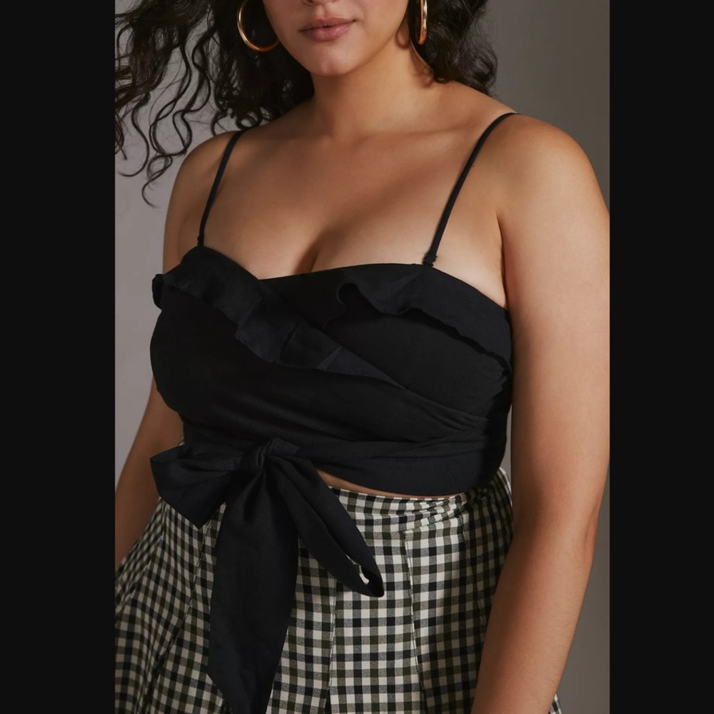 NWT Anthropologie black crop tie top❤️❤️❤️❤️